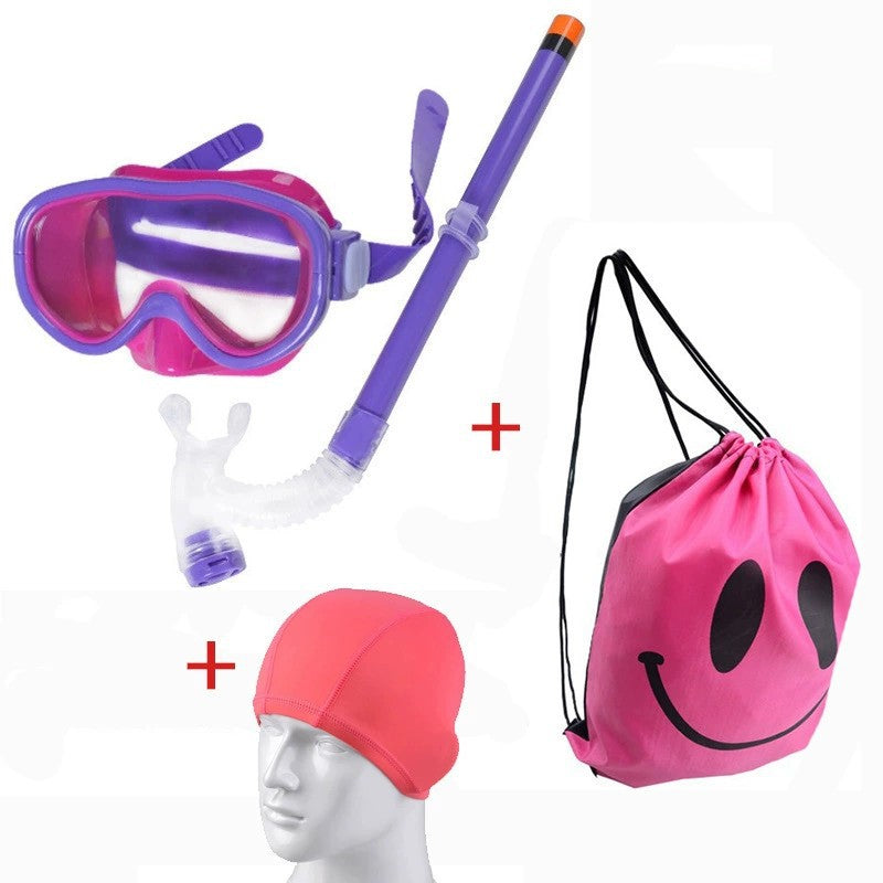 Children's diving goggles swimming set storage backpack cloth swimming cap breathing tube boys and girls snorkeling equipment