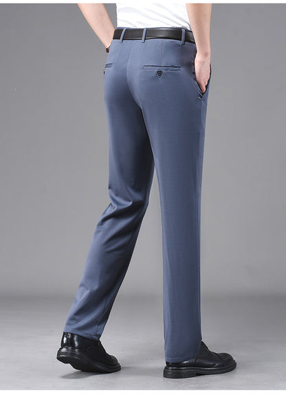 Business Casual Pants Men's Vertical Straight Dress Men's Spring and Summer Loose plus size Non-ironing Long Pants Stretch Pants