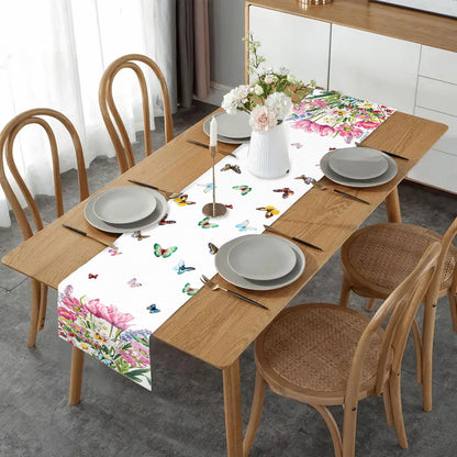 Amazon Summer New Flower Table Runner Home Living Room Cabinet Decorative Table Cloth Cushion Tea Flag Linen Printed Tablecloth