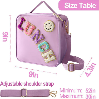 Amazon Explosions Smiley Letters Portable Lunch Bag Outdoor Portable Aluminum Film Fresh-keeping Bag Insulation Bag Cross-border Exclusive