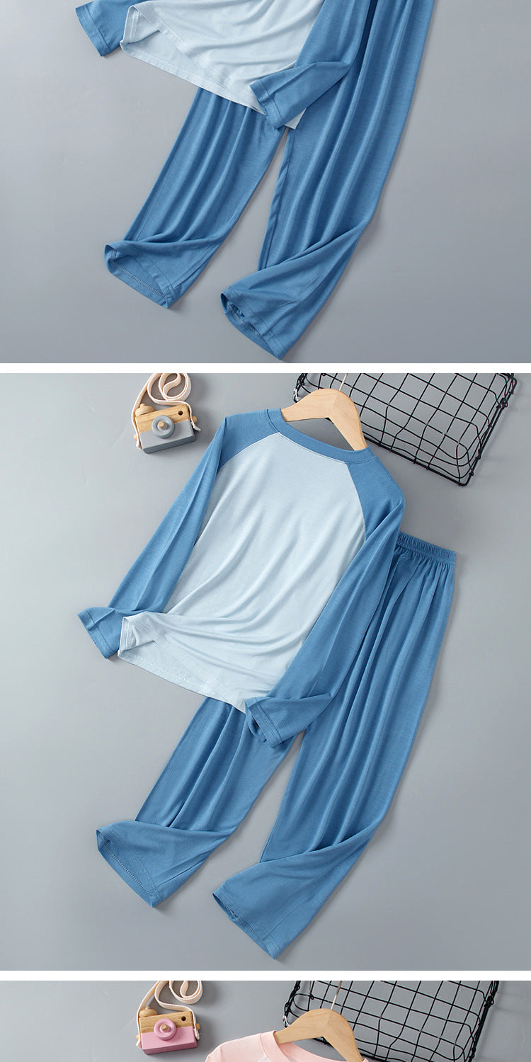 Children's Home Clothes Spring and Summer Modal Long Sleeve Trousers Pajamas suit Boys and Girls Shoulder Cooler Air-conditioning Clothes