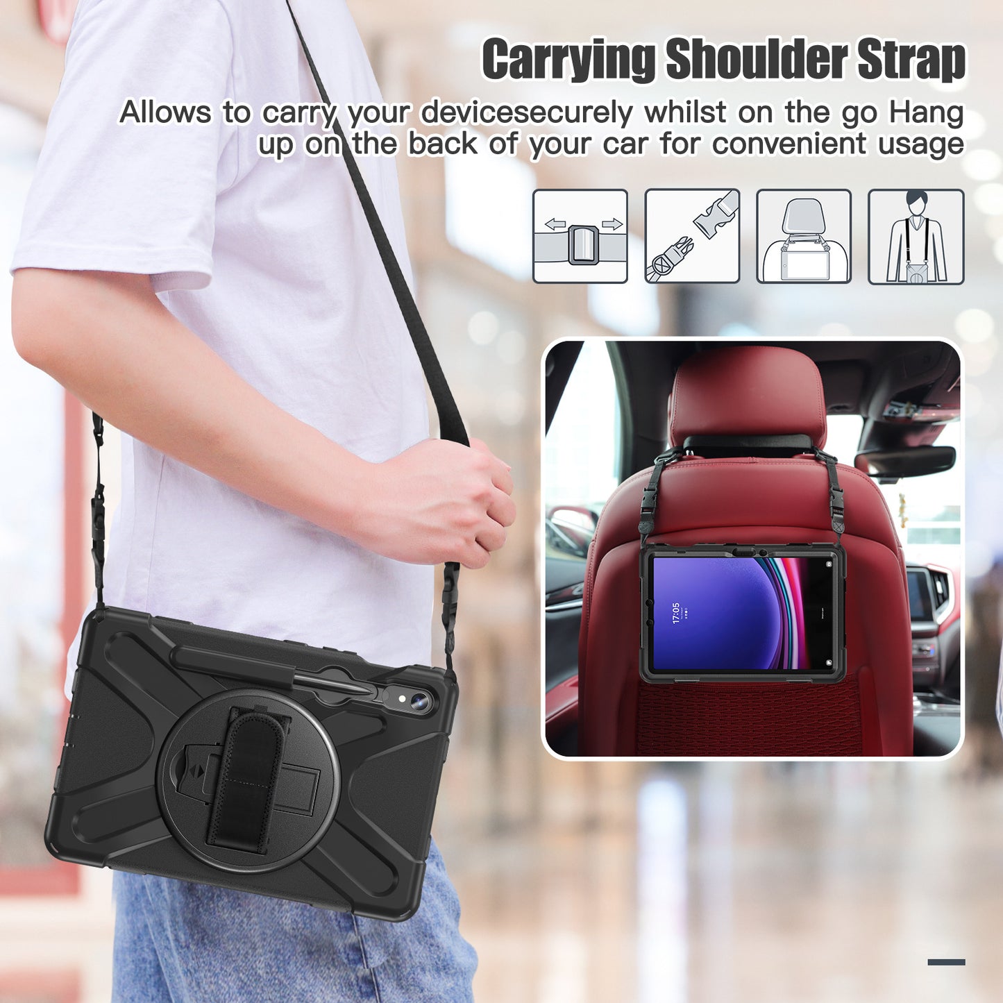 Applicable to Samsung Tab S9 FE/A9PLUS pirate king drop-resistant strap bracket protective cover