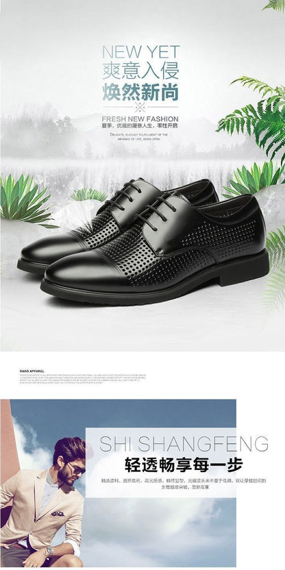 [100% cowhide] 2023 new autumn genuine leather shoes men's non-slip breathable business work shoes dad shoes