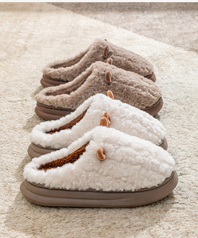 Cotton Slippers for Women, Cute Girly Heart, Indoor Home, Non-Slip, Warm, Couple Style, Dormitory Wearable Slippers for Men, Autumn and Winter