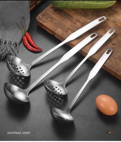 304 Stainless Steel Soup Spoon Hot Pot Colander Household Thickened Large Spoon Long Handle Porridge Spoon Porridge Spoon Drinking Soup Spoon