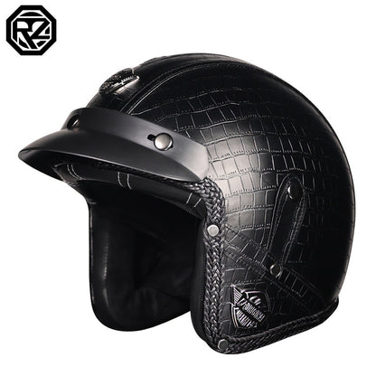 3C Certification Retro Prince Cruise Motorcycle 3/4 Helmet Half Helmet Scoop Helmet Leather Helmet Safety Four Seasons