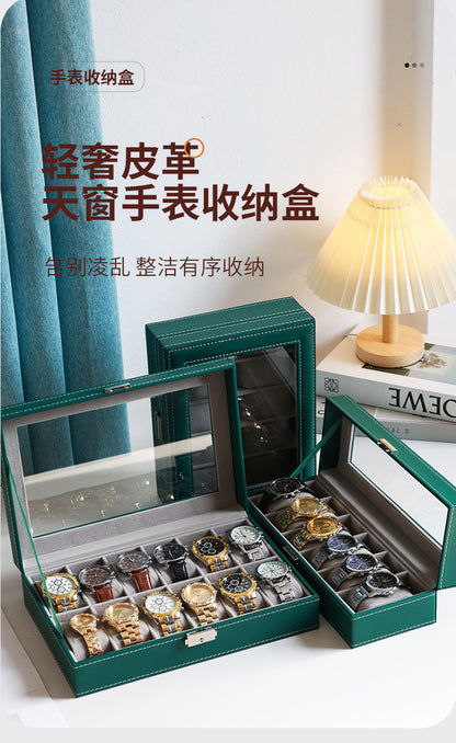 2025 New Leather Watch Box Storage Box with Lock Home Watch Organizer Display Box Mechanical Watch Jewelry Box