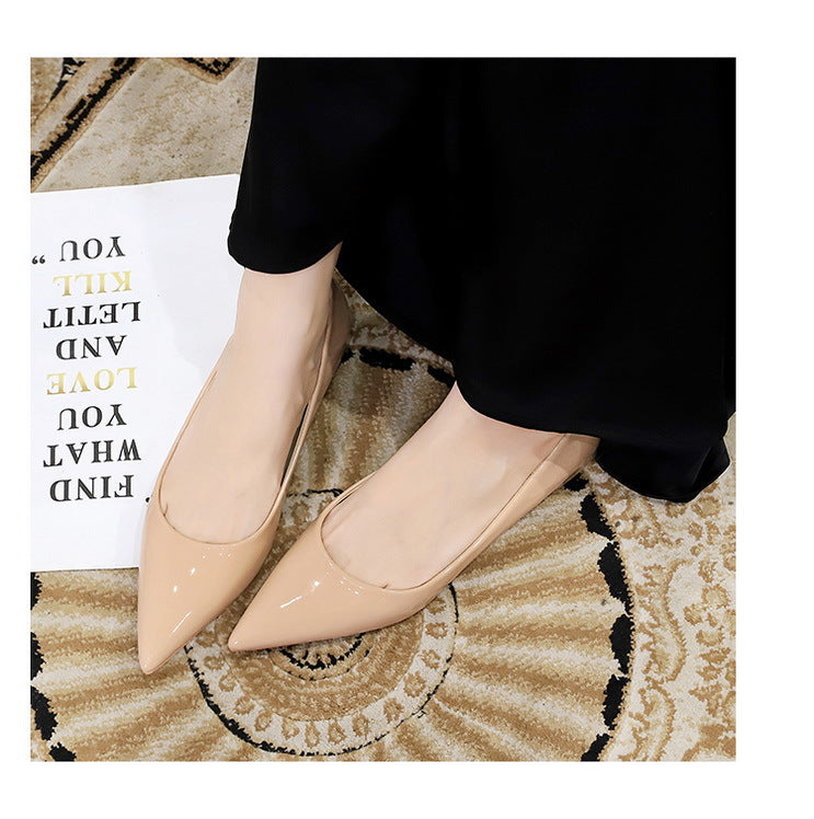 Patent Leather Women Flats Lady Sexy Evening Party Slip On Flat Shoes Women Sharp Pointed Low Heel Shoes Leisure Female Shoes