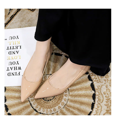 Patent Leather Women Flats Lady Sexy Evening Party Slip On Flat Shoes Women Sharp Pointed Low Heel Shoes Leisure Female Shoes