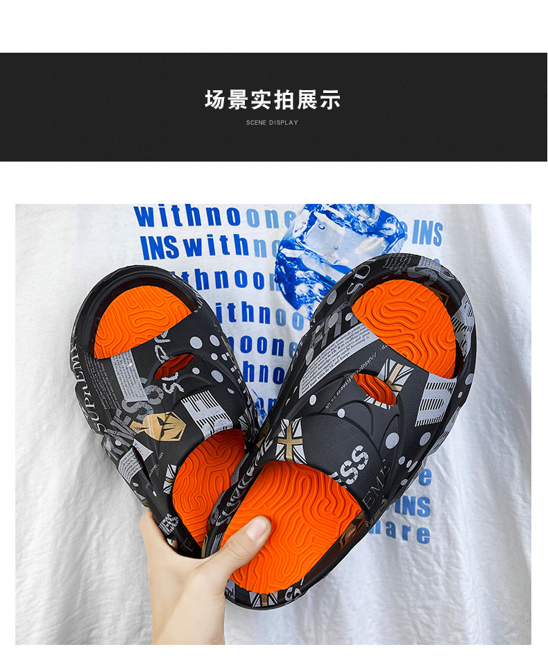 Coconut Slippers for Men to Wear Outside in Summer, Non-Slip Thick Soles for Stepping on Shit, Home Bathing, Men's Outdoor Sports Beach Sandals