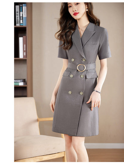 French Hepburn Style Small Black Dress High Sense High Cold Royal Sister Fried Street Small Fragrance Style Pleated Professional Suit dress Summer