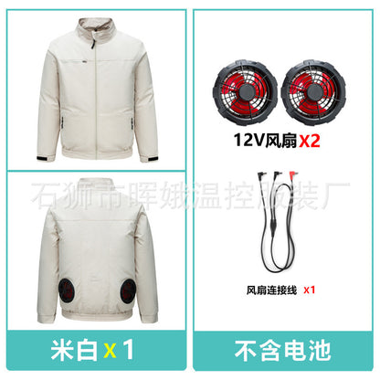 Cross-Border New Smart Air-Conditioned Clothing Porous Fan Stand Collar Workwear Outdoor Work Uniform Labor Protection Duty Fan Clothing
