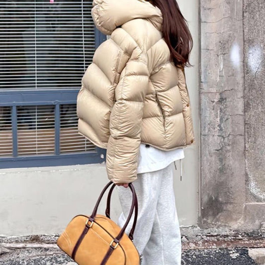 Super Stylish Solid Color Cotton-Padded Jacket for Petite Women, 2026 New Fashion Hooded Cotton Coat Trendy by PDG ibma