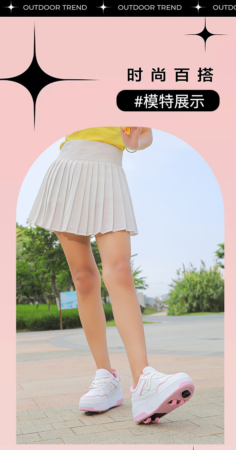 Cross-Border Supply of New Children's Four-Wheel Roller Skates for Girls and Primary School Students with Brakes and Invisible Pulley Sports Shoes
