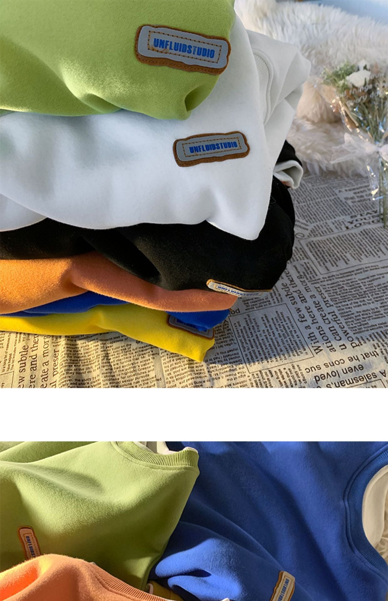 Green sweater men's and women's Hong Kong style spring and autumn top new oversize fake two-piece coat top couple wear lazy
