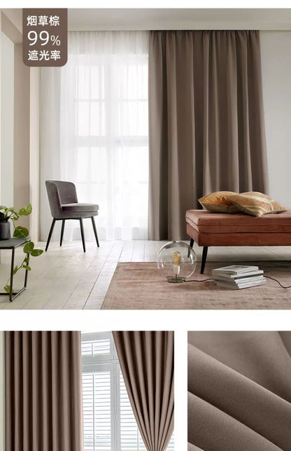 Full Blackout Hook-Type Curtains Finished Rental Room Bedroom Balcony Sunshade Simple Bay Window 2025 New Curtain Cloth