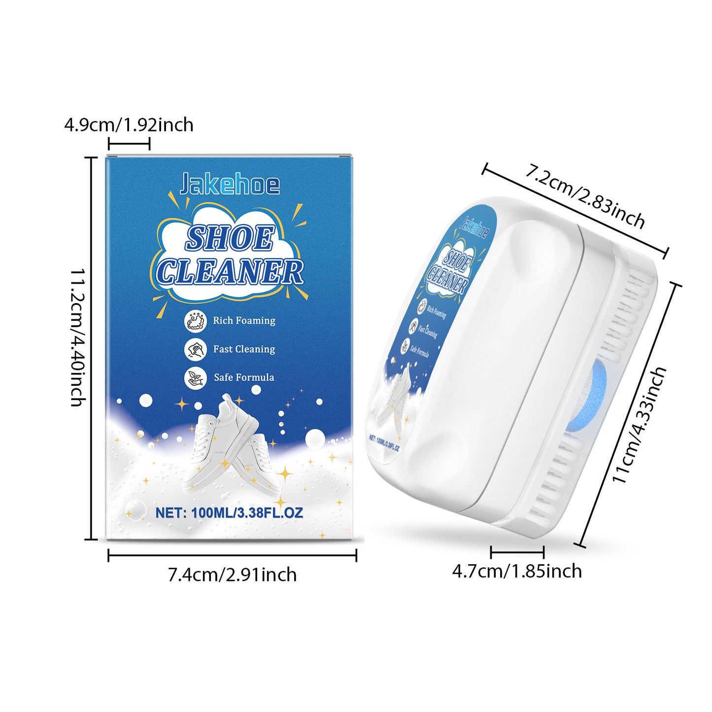 Jakehoe Sports Shoe Cleaner White Shoe Foam Cleans Quickly Removes Stains Without Damaging the Upper Comes with a Brush Head