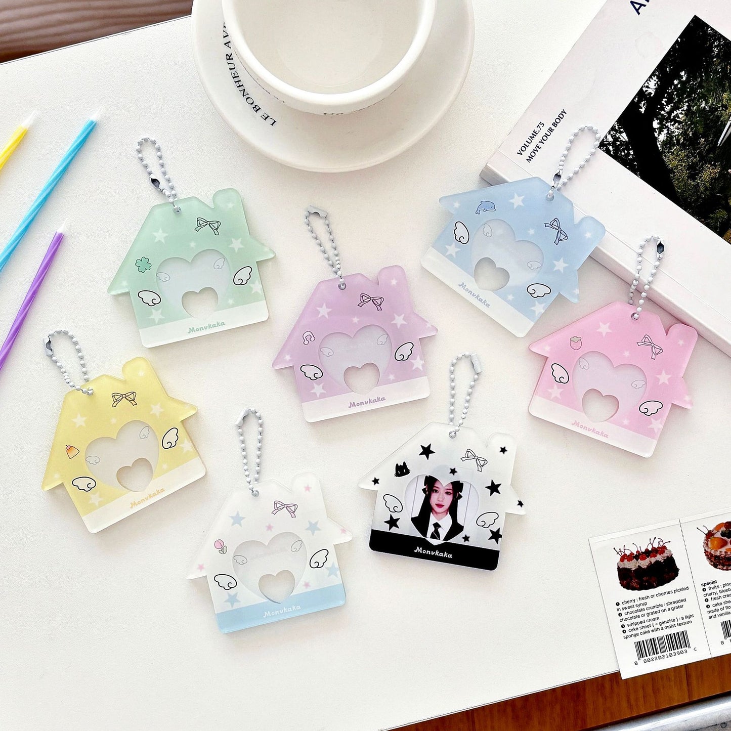 Original Star Little House 2inch Id Photo Card Holder Small Card Storage Card Holder Keychain Storage Pendant Card Holder