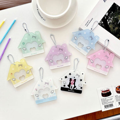 Original Star Little House 2inch Id Photo Card Holder Small Card Storage Card Holder Keychain Storage Pendant Card Holder