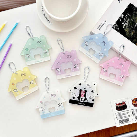 Original Star Little House 2inch Id Photo Card Holder Small Card Storage Card Holder Keychain Storage Pendant Card Holder
