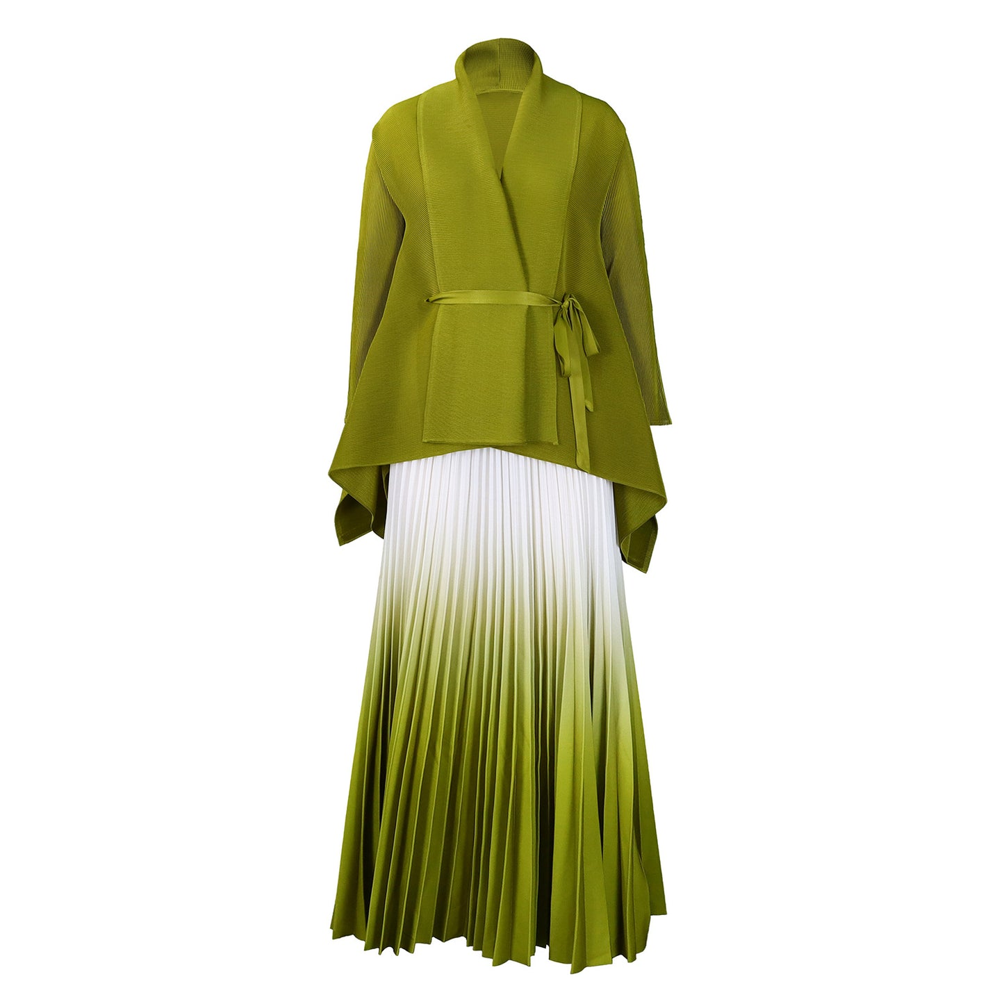 C8610 African plus size Women's Spring New Fashion Strap Bat Sleeve Top Gradient Color-changing Skirt Two-piece Set