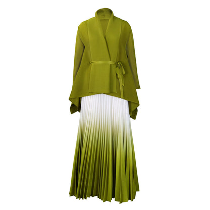 C8610 African plus size Women's Spring New Fashion Strap Bat Sleeve Top Gradient Color-changing Skirt Two-piece Set