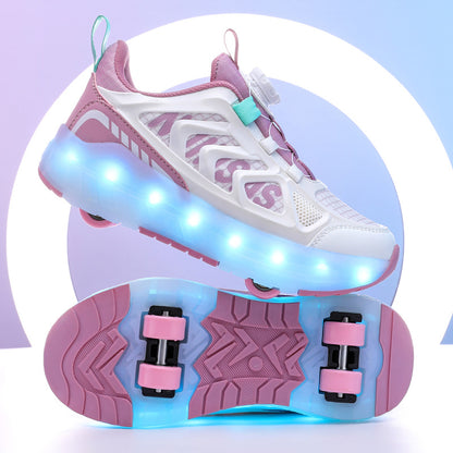 Cross-Border Children's Four-Wheel Roller Shoes, Boys' Light-Up Shoes, Detachable Girls' Student Sports Shoes, Children's Roller Skating Shoes