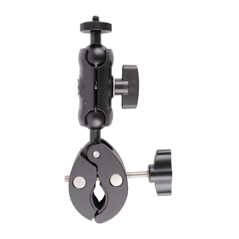 Action Camera Handlebar Bracket, Cycling Navigation Double-Head Clamp Bracket, Universal Ball Head Motorcycle Mobile Phone Holder