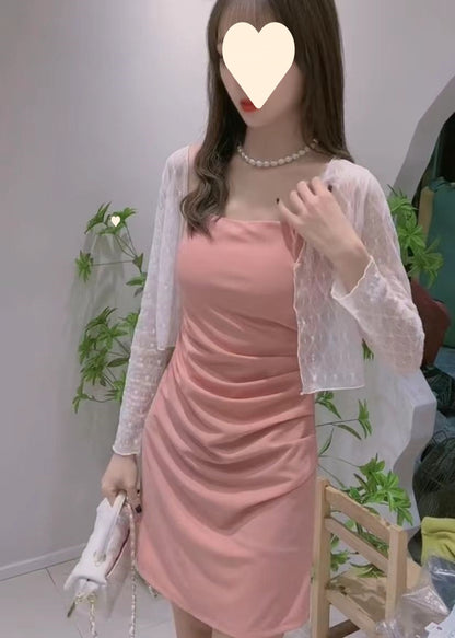 Strappy Dress 2026 Summer New Style Waist-Cinching Slimming Dress for Women, Covering the Body, Elegant, Sexy, Solid Color Bodycon Dress