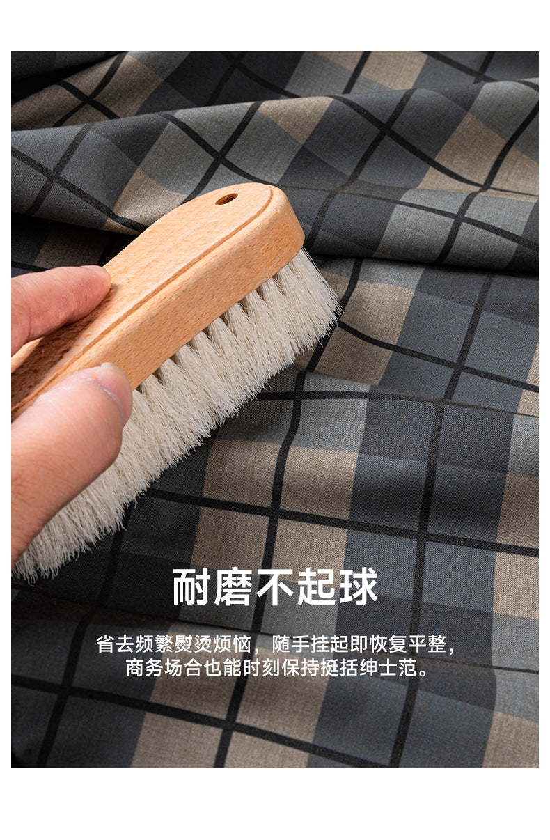 New 2025 Summer New Men's Short-Sleeved Bamboo Fiber Plaid Shirt Casual Half-Sleeved Pocketless Men's Lining