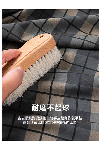 New 2025 Summer New Men's Short-Sleeved Bamboo Fiber Plaid Shirt Casual Half-Sleeved Pocketless Men's Lining