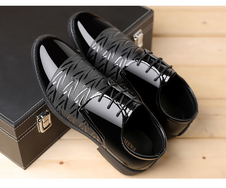 Men's Leather Shoes Men's Shoes 2020 Spring New Youth Business British Black Casual Breathable Dress Shoes
