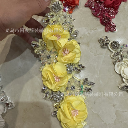 Rhinestone Flower Decoration Dress Wedding Dress