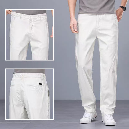 Binhaolu Men's Clothing High-End Pure Cotton Casual Pants for Men, Autumn and Winter Style with Fleece, New Business Style Men's Pants in Navy Blue
