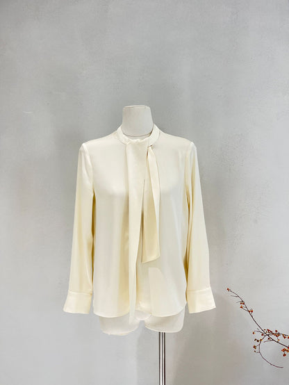 Silk Shirt for Women 2026 Spring and Summer New Style Long-Sleeved Scarf Collar Work Clothing Ol Style Pure Color Elegant Mulberry Silk Top
