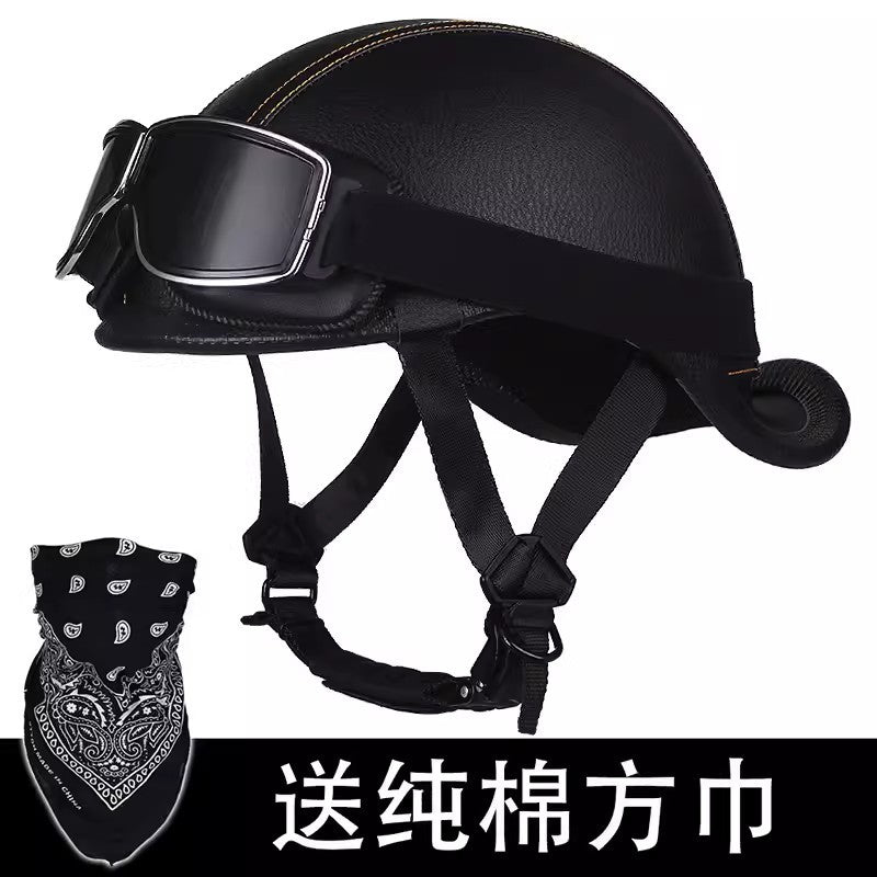 New National Standard 3C Retro Flip-Up Helmet for Women, Motorcycle Half-Helmet for Men, Electric Scooter Helmet, Cruiser Helmet for Riding