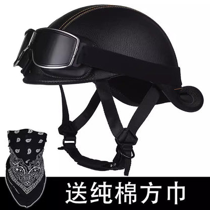 New National Standard 3C Retro Flip-Up Helmet for Women, Motorcycle Half-Helmet for Men, Electric Scooter Helmet, Cruiser Helmet for Riding