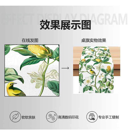 Cross-border new passion fruit table runner American Amazon linen living room coffee table dining table table mat decorative tea tablecloth