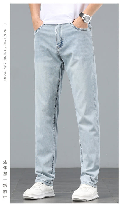 Lyocell Tencel Jeans Men's Straight-Leg Loose 2025 New Men's Pants Summer Thin Ice Silk Ultra-Thin Pants