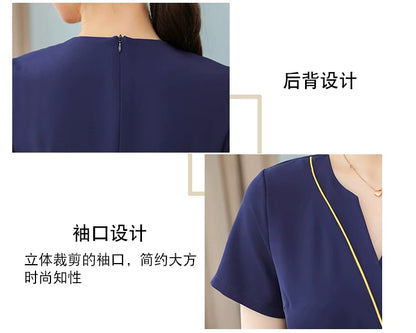 Business Wear dress 2023 Summer Women's Short-sleeved Temperament High-end Hotel Front Desk Beauty Salon Jewelry Shop Work Clothes