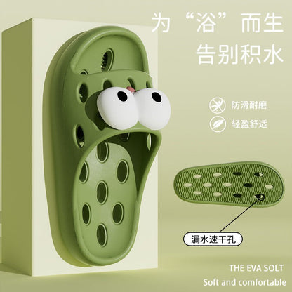 Bathroom Bath Slippers Women's Cartoon Eyes New Summer Home Dormitory Hotel Anti-slip Water Leakage Quick-drying Sandals for Men