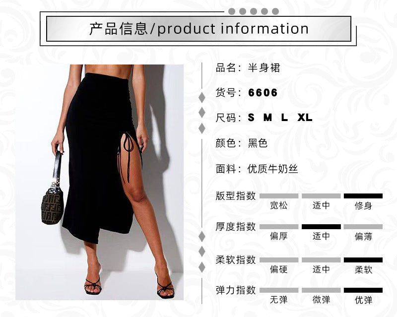 European and American Cross-border Fashion Women's Clothing 2022 Independent Station Summer Hot Season New High Waist Split Slim Fold Skirt