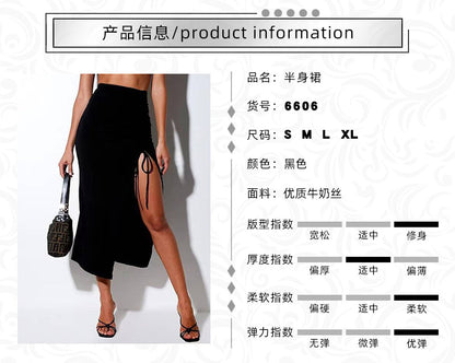 European and American Cross-border Fashion Women's Clothing 2022 Independent Station Summer Hot Season New High Waist Split Slim Fold Skirt