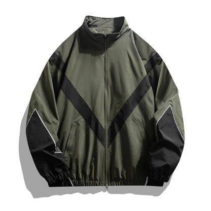 Russian Foreign Trade Trendy Brand Reflective Patchwork Stand-Up Collar Jacket Spring and Autumn Loose Sports Casual Jacket for Men