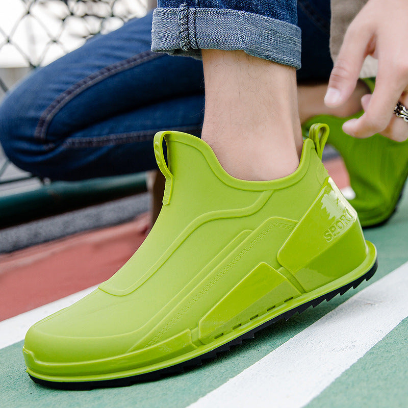 Cross-border Explosions Fashion Rain Boots Men's Non-slip Rubber Shoes Thick Sole Wear-resistant Outer Wear Rain Boots Non-slip Kitchen Water Shoes Men