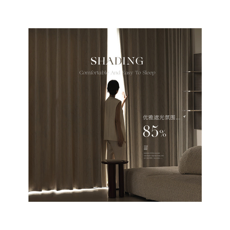 Cream Style Jacquard Curtain for Bedroom Premium Chenille Shading Living Room Bedroom French Light Luxury Shaoxing Curtain