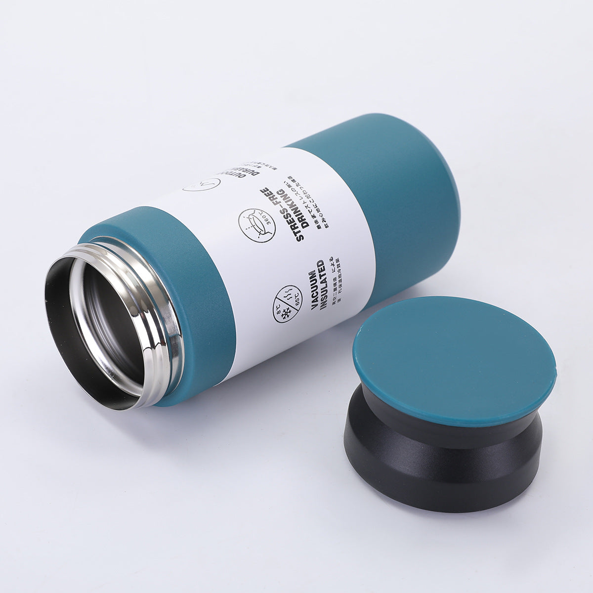 New Japanese Element Cup Flat Lid Simple Accompanying Water Cup Portable 304 Stainless Steel Double Layer Vacuum Thermos Cup