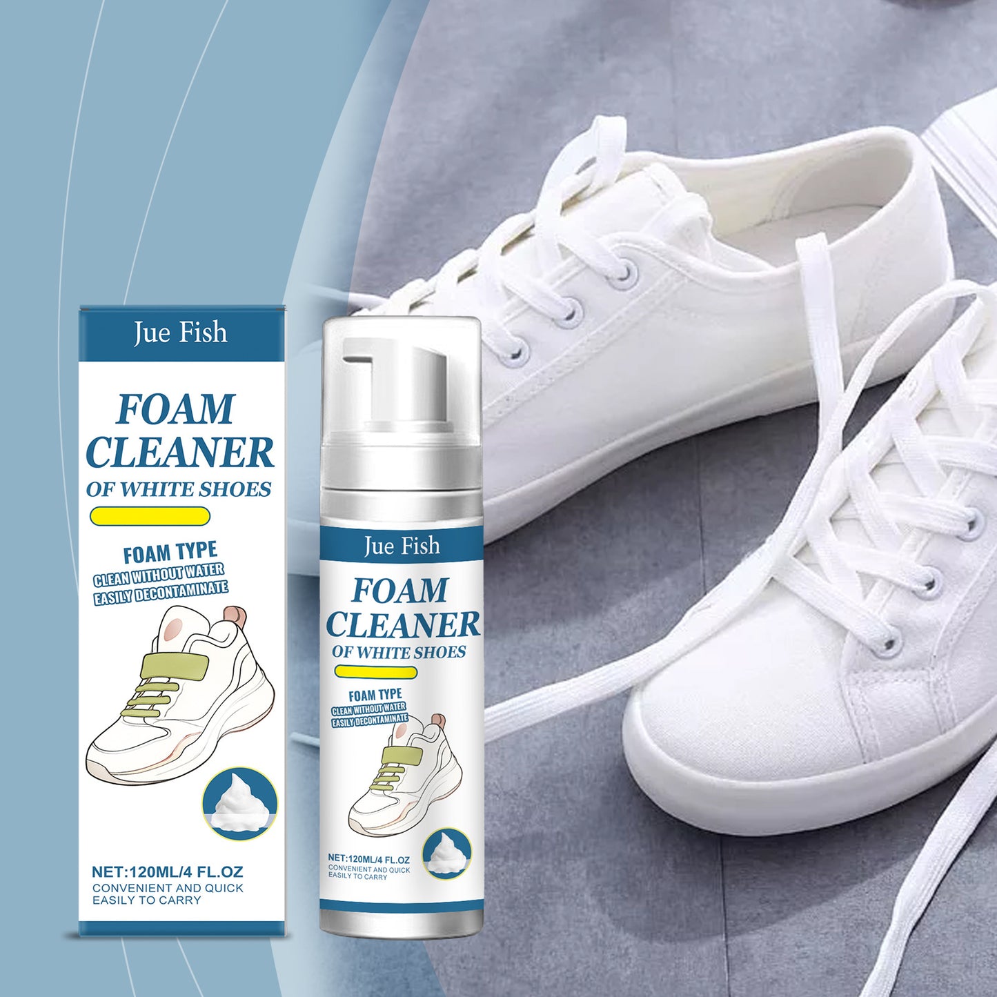 Jue Fish White Shoe Cleaner Cleans Stains and Prevents Oxidation, Daily Portable Cleaner for White Shoes