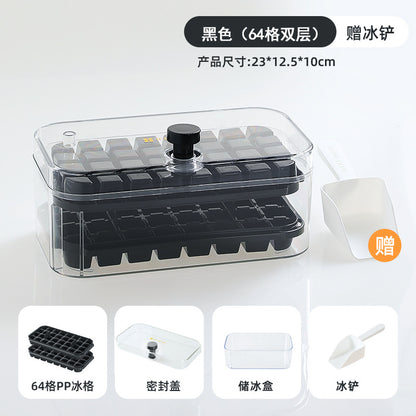 Press Ice Tray Ice Cube Mold Household Ice Box Storage Frozen Ice Cube Model Household Easy-Release Quick-Frozen Artifact