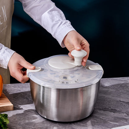 304 Vegetable Salad Dehydrator Kitchen Vegetable Washing Hand Dryer Double-Layer Drain Vegetable Washing Basin Fruit and Vegetable Dryer